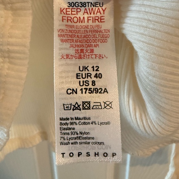 Topshop Ivory Neutral Ribbed Long Sleeve Top - Picture 5 of 6